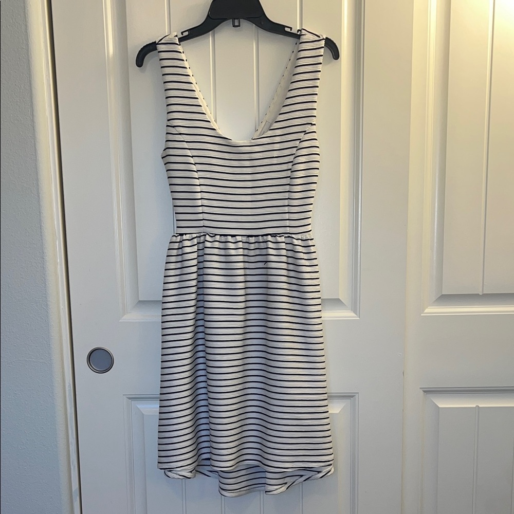 LC Lauren Conrad Black and White Striped Mini Dress